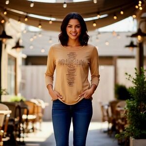 Reba McEntire Rivited Cross‎ Blouse Women's Large Top Shirt